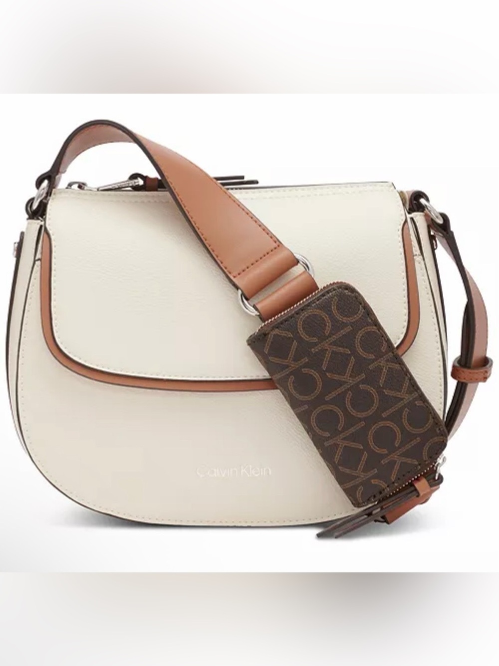 Calvin Klein Bella Adjustable Crossbody Bag with Signature Zippered Pouch
